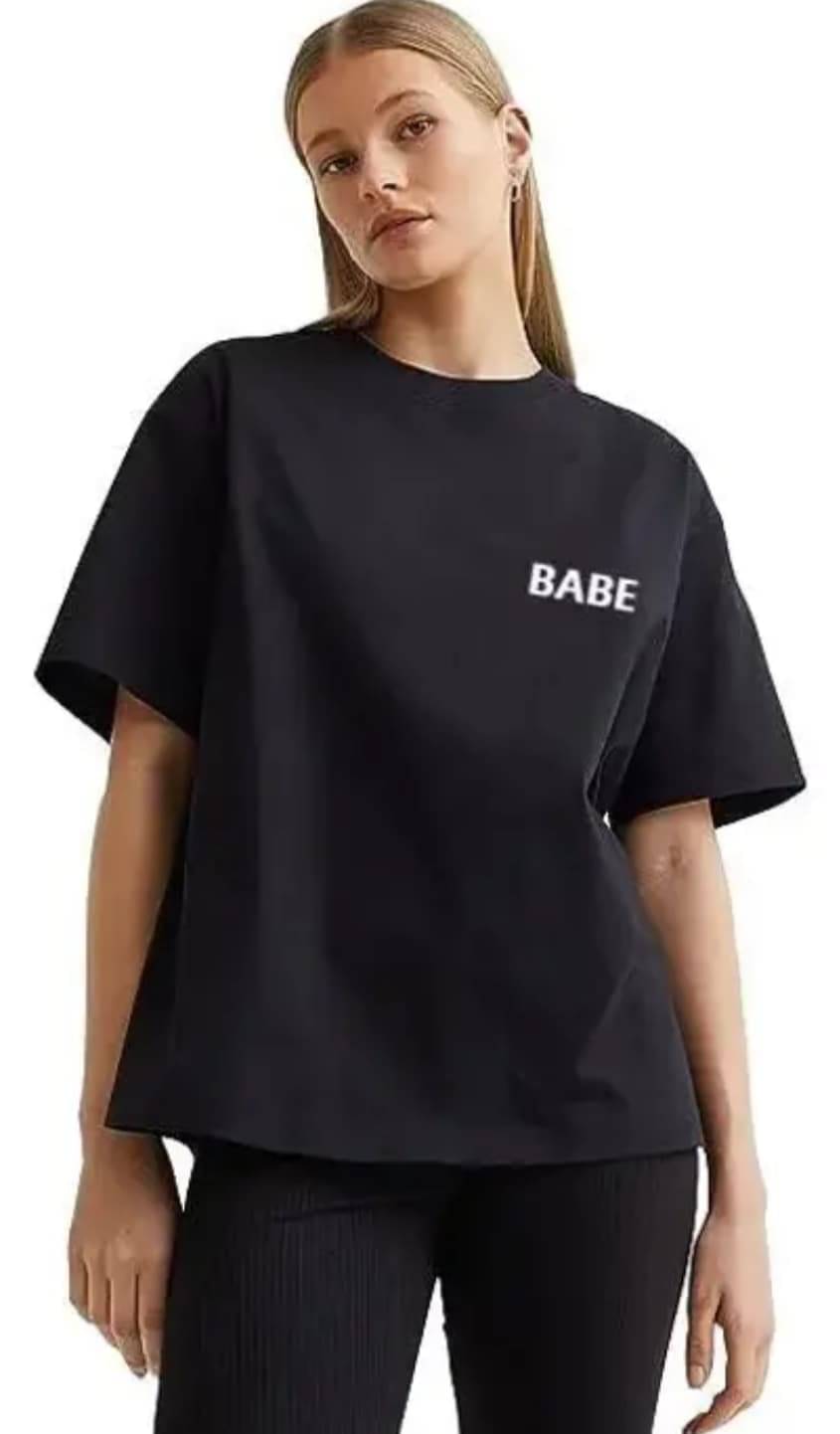 SPARSH THIRTY THREE Women Cotton Solid Oversized Round Neck T-Shirt ( Black ) SPARSH THIRTY THREE Women Cotton Solid Oversized Round Neck T-Shirt ( Black )