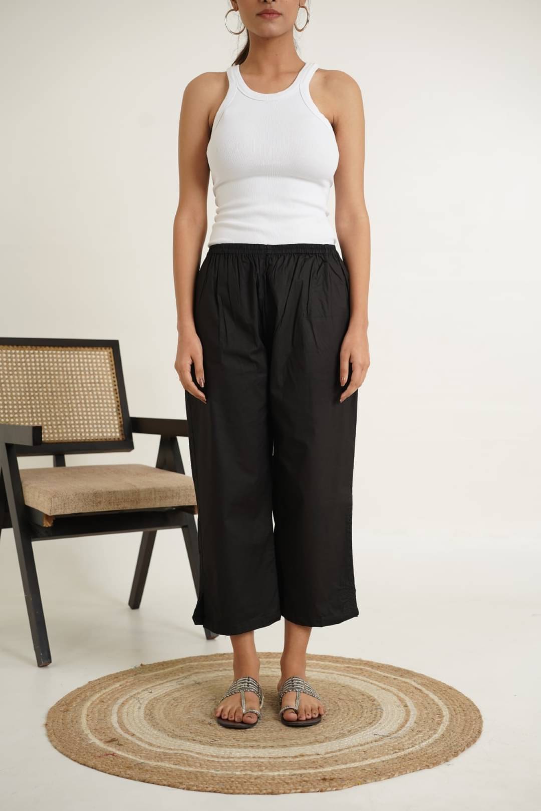 Goodhand Pack of 1 Cotton Straight Women's Palazzos ( Black ) Goodhand Pack of 1 Cotton Straight Women's Palazzos ( Black )