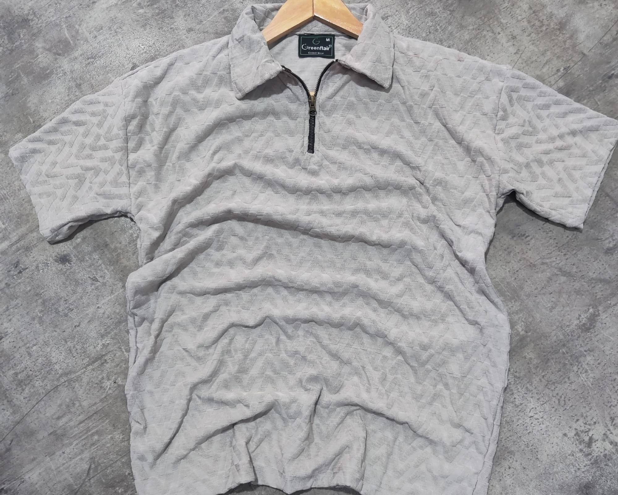 Greenflair Pack of 1 Polyester Oversized Fit Printed Half Sleeves Men's Polo T Shirt ( Grey ) Greenflair Pack of 1 Polyester Oversized Fit Printed Half Sleeves Men's Polo T Shirt ( Grey )