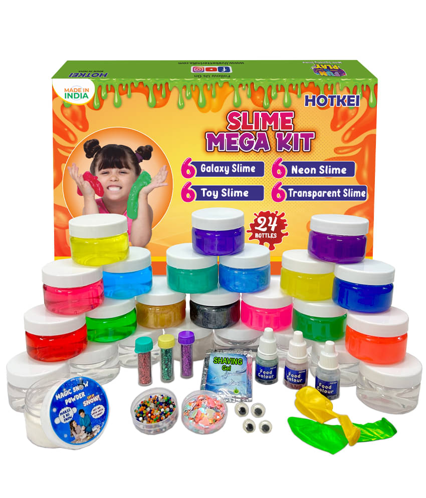     			HOTKEI (24 Slime Bottles) Ultimate Slime Kit – Multicolor Scented Slimy Gel Jelly Putty Set – Includes Watery, Neon, Galaxy Slime with Glitter, Charms, Water Beads, Snow & Balloons – Perfect Gift for Boys & Girls