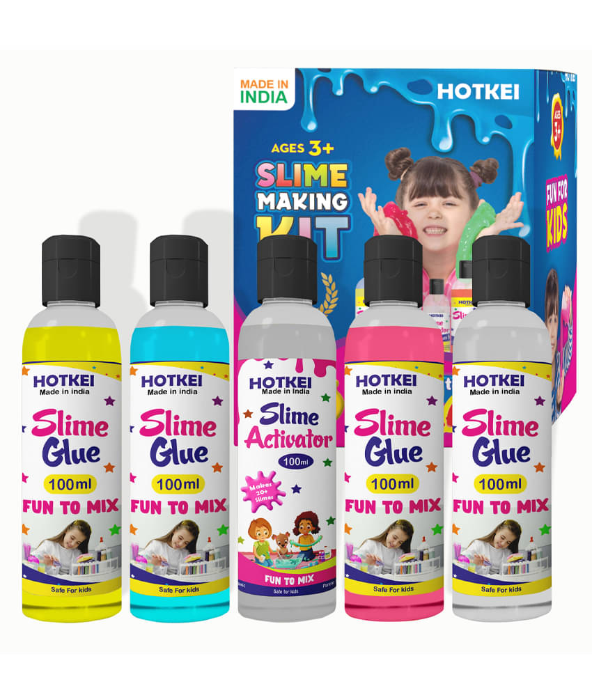     			HOTKEI (Make 20+ Slimes) Slime Making Kit – Multicolor Scented DIY Magic Toy Slimy Slime Activator & Glue Gel Jelly Putty Set – Includes 4 Colored Glue & 1 Activator – Exciting DIY Fun for Kids