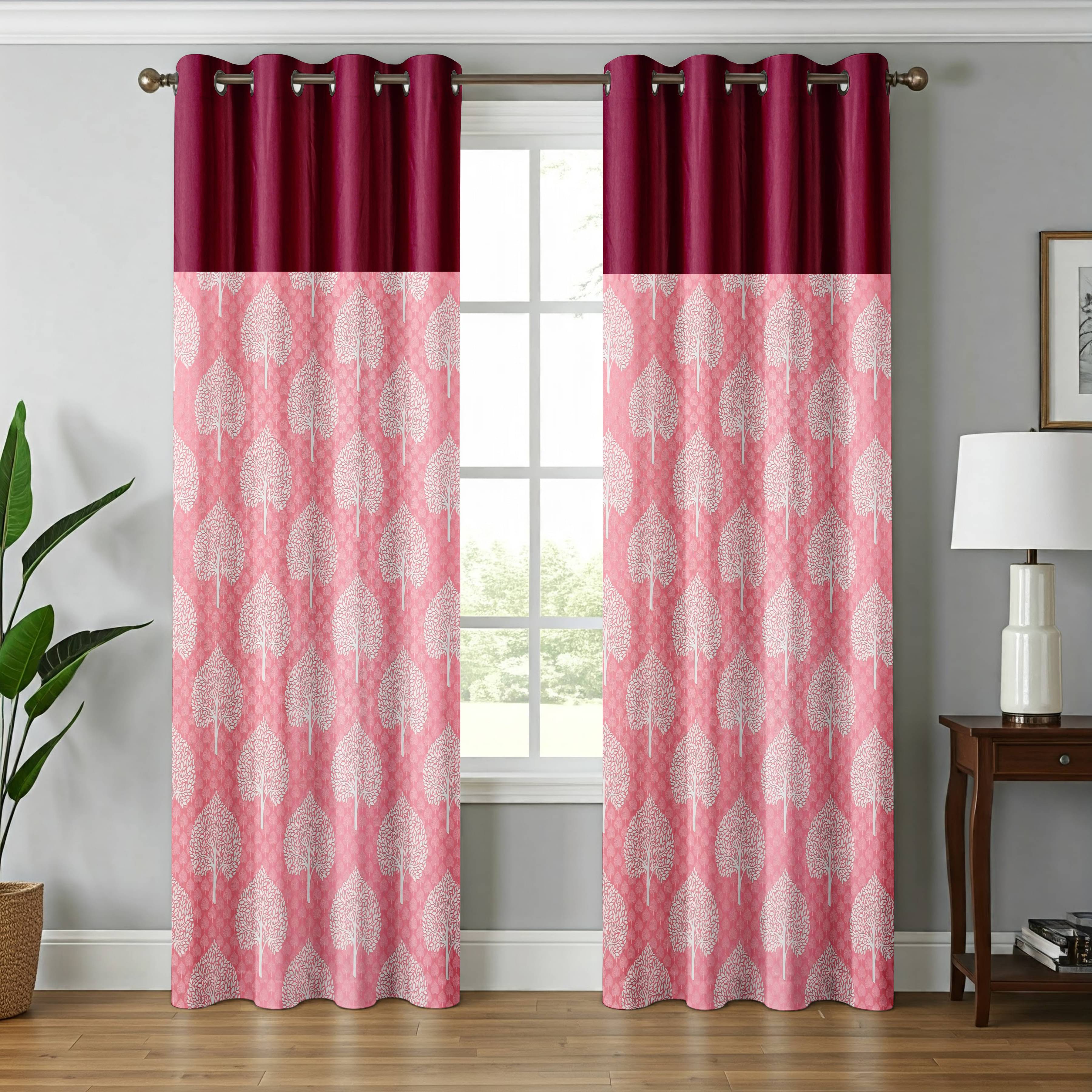 HudHud Furnishings Abstract Semi-Transparent Eyelet Curtain 9 ft ( Pack of 2 ) - Maroon HudHud Furnishings Abstract Semi-Transparent Eyelet Curtain 9 ft ( Pack of 2 ) - Maroon