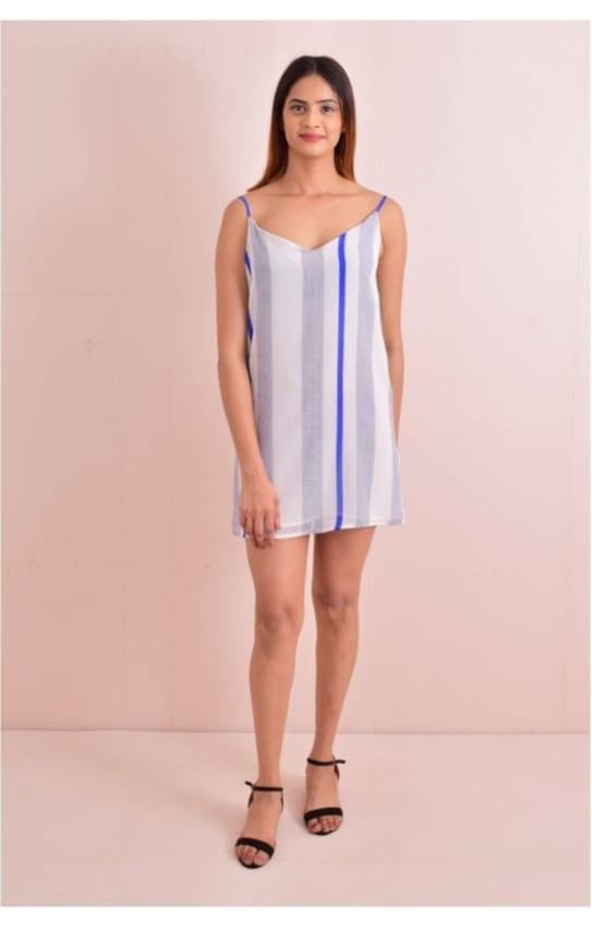 NUEVOSDAMAS Women Georgette A-line Dress ( White ) NUEVOSDAMAS Women Georgette A-line Dress ( White )
