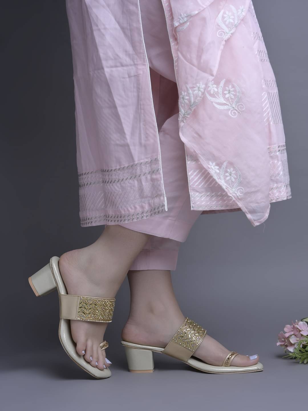     			JM Looks Gold Women's Sandal Heels