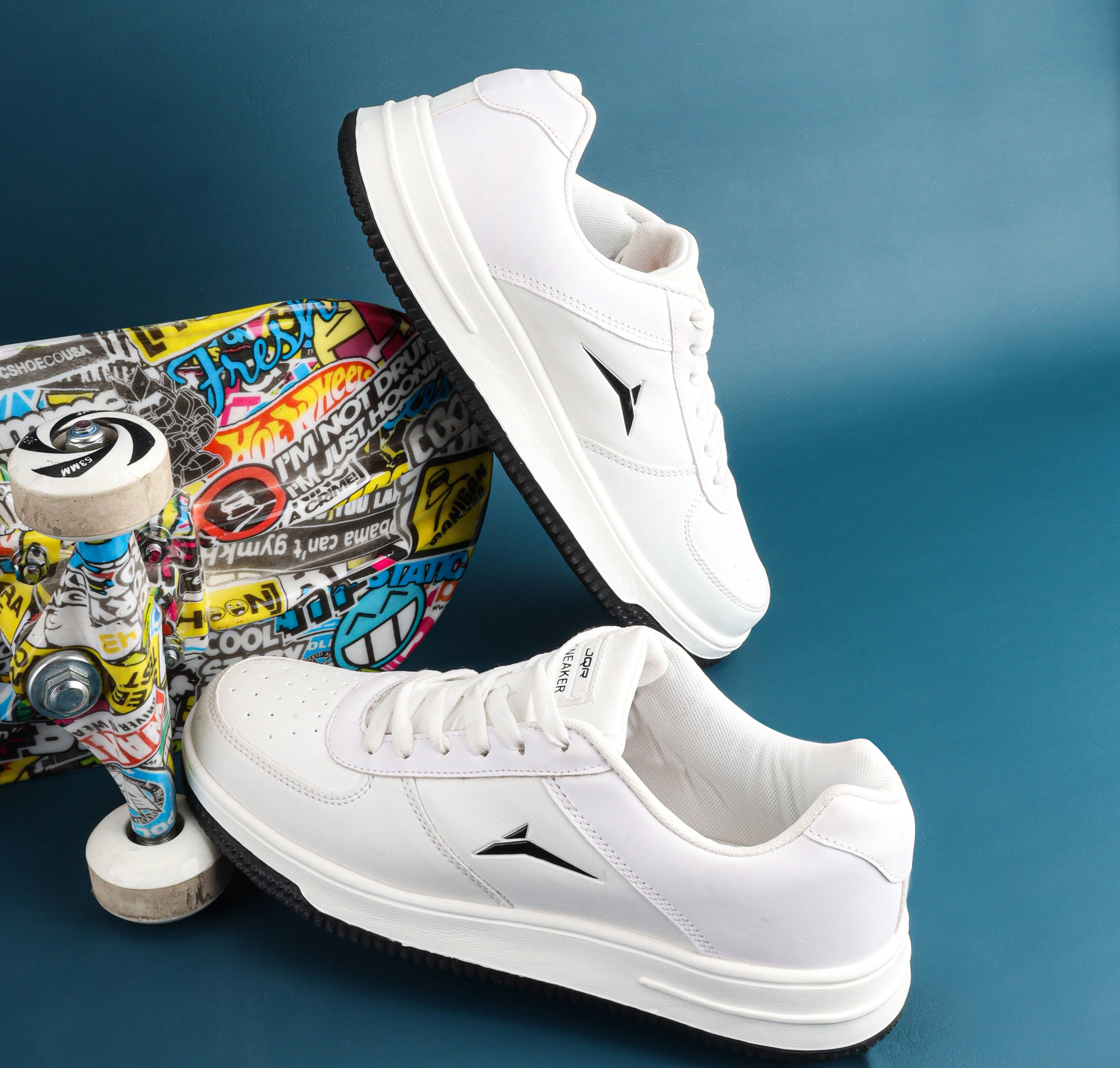     			JQR White Women's Sneakers