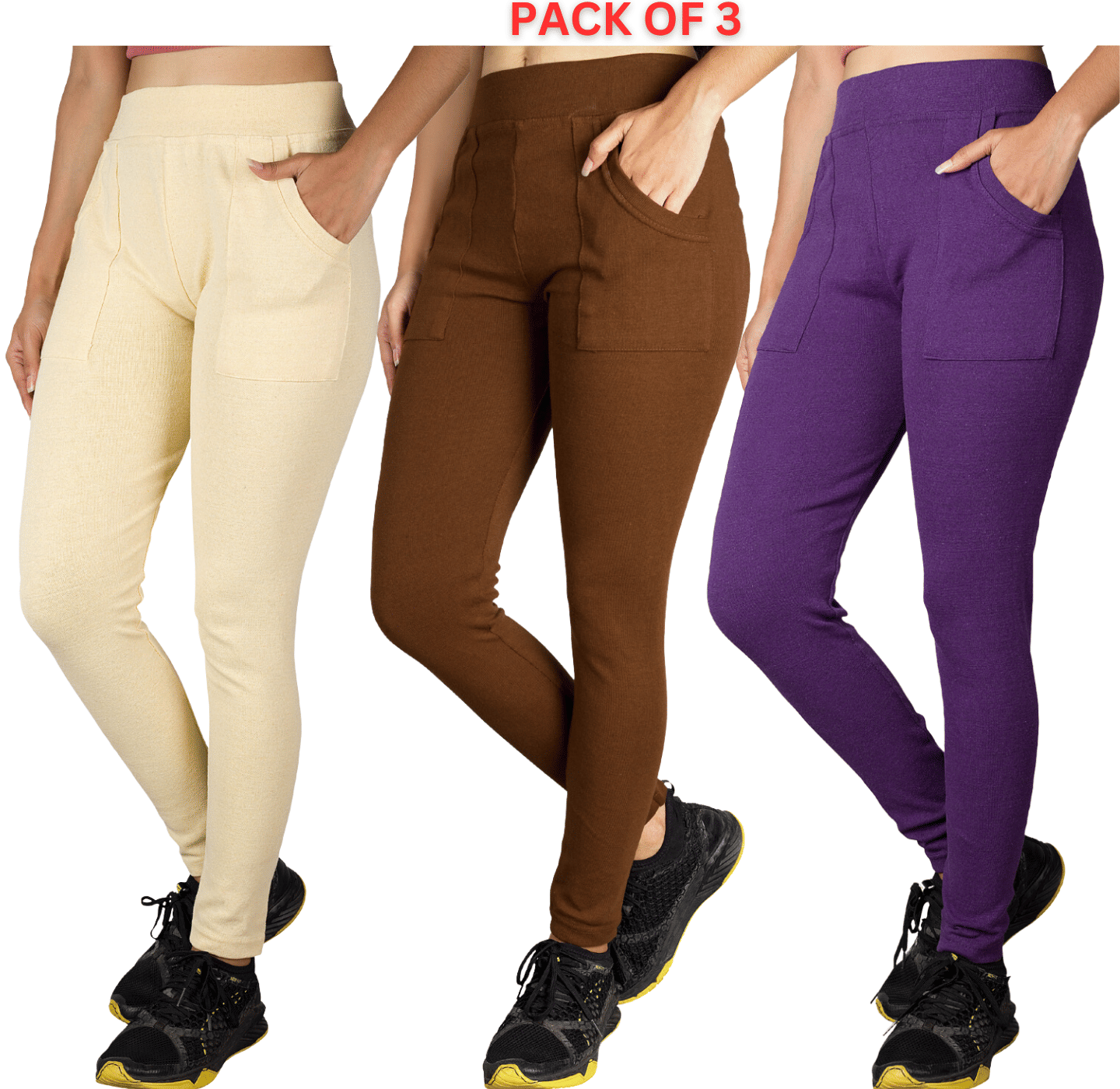     			KARARO JEGGINGS - Cotton Blend Skinny Fit Yellow Women's Jeggings ( Pack of 3 )