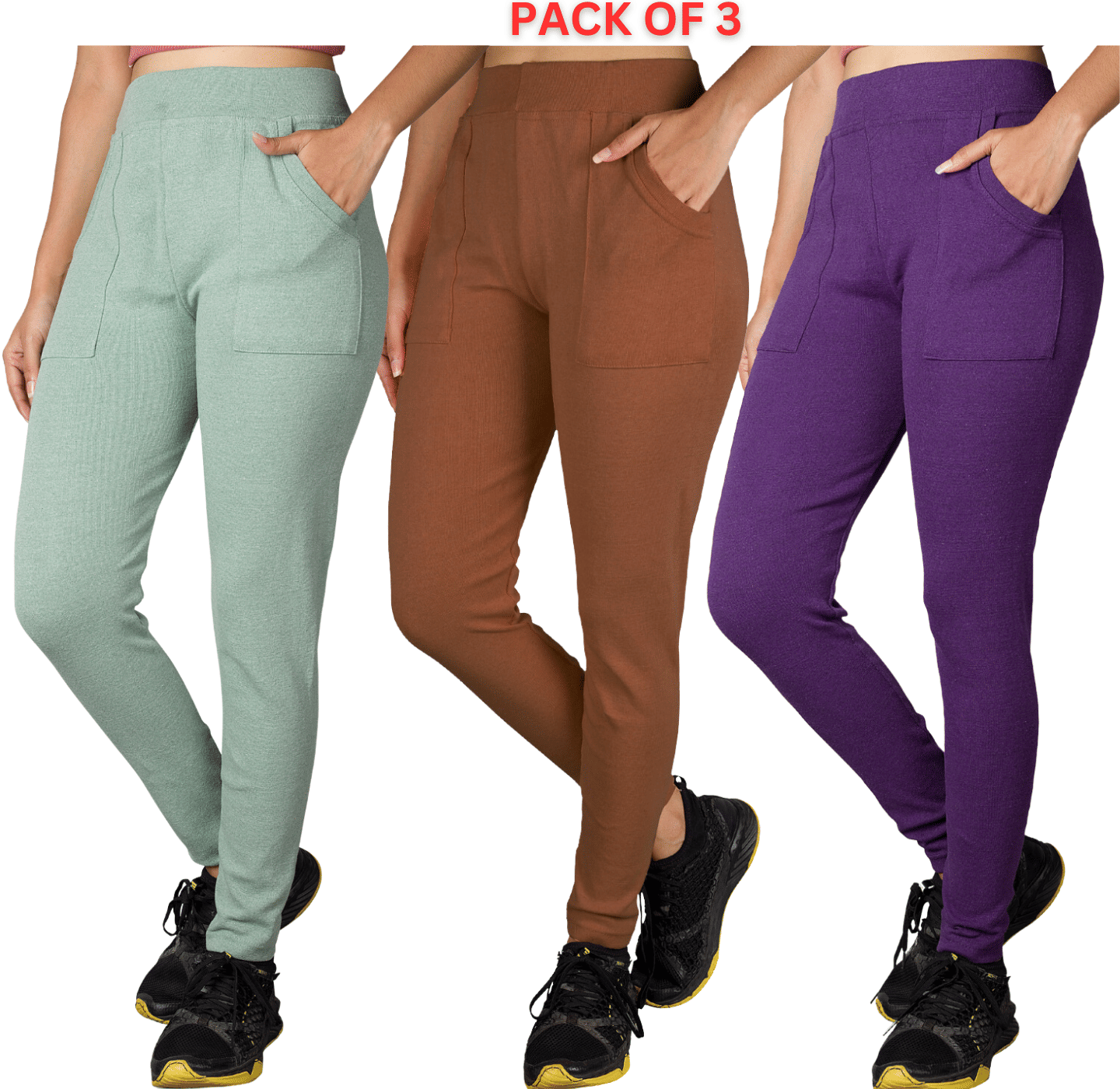 KARARO JEGGINGS - Cotton Blend Skinny Fit Olive Women's Jeggings ( Pack of 3 ) KARARO JEGGINGS - Cotton Blend Skinny Fit Olive Women's Jeggings ( Pack of 3 )