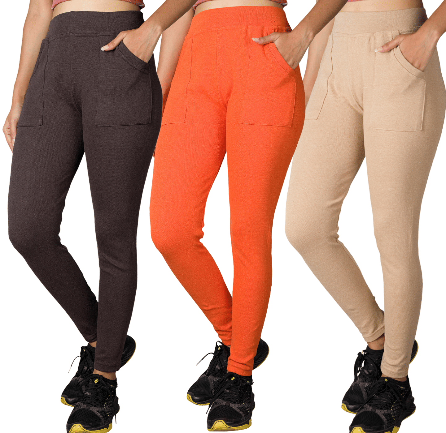     			KARARO JEGGINGS - Cotton Blend Skinny Fit Orange Women's Jeggings ( Pack of 3 )