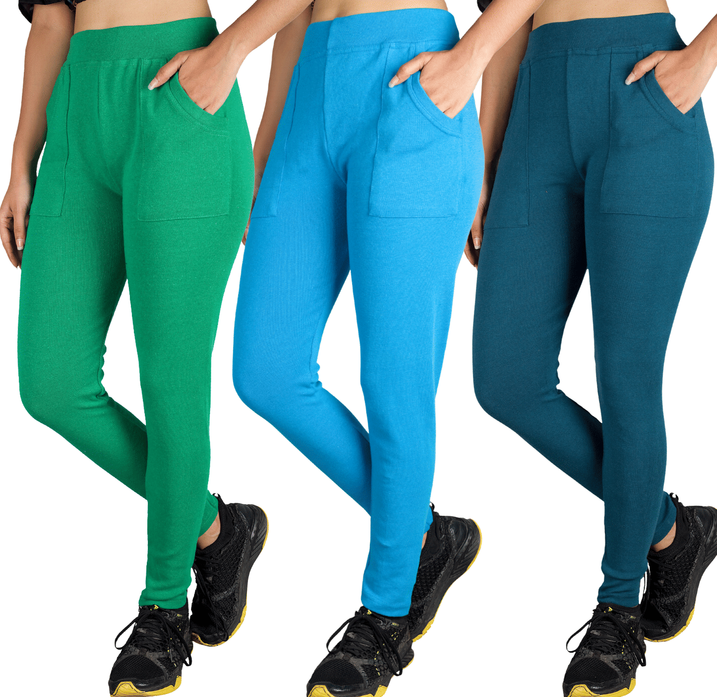     			KARARO JEGGINGS - Cotton Blend Skinny Fit Turquoise Women's Jeggings ( Pack of 3 )