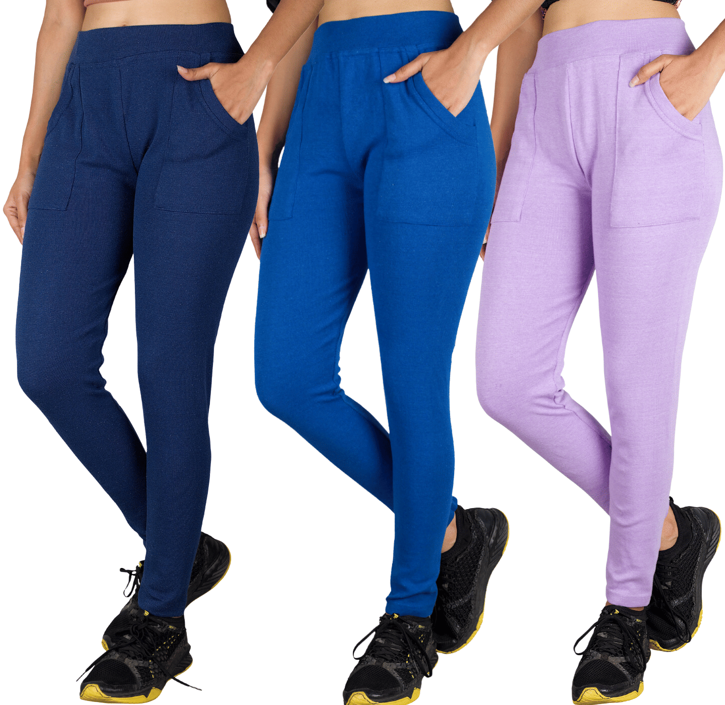     			KARARO JEGGINGS - Cotton Blend Skinny Fit Blue Women's Jeggings ( Pack of 3 )