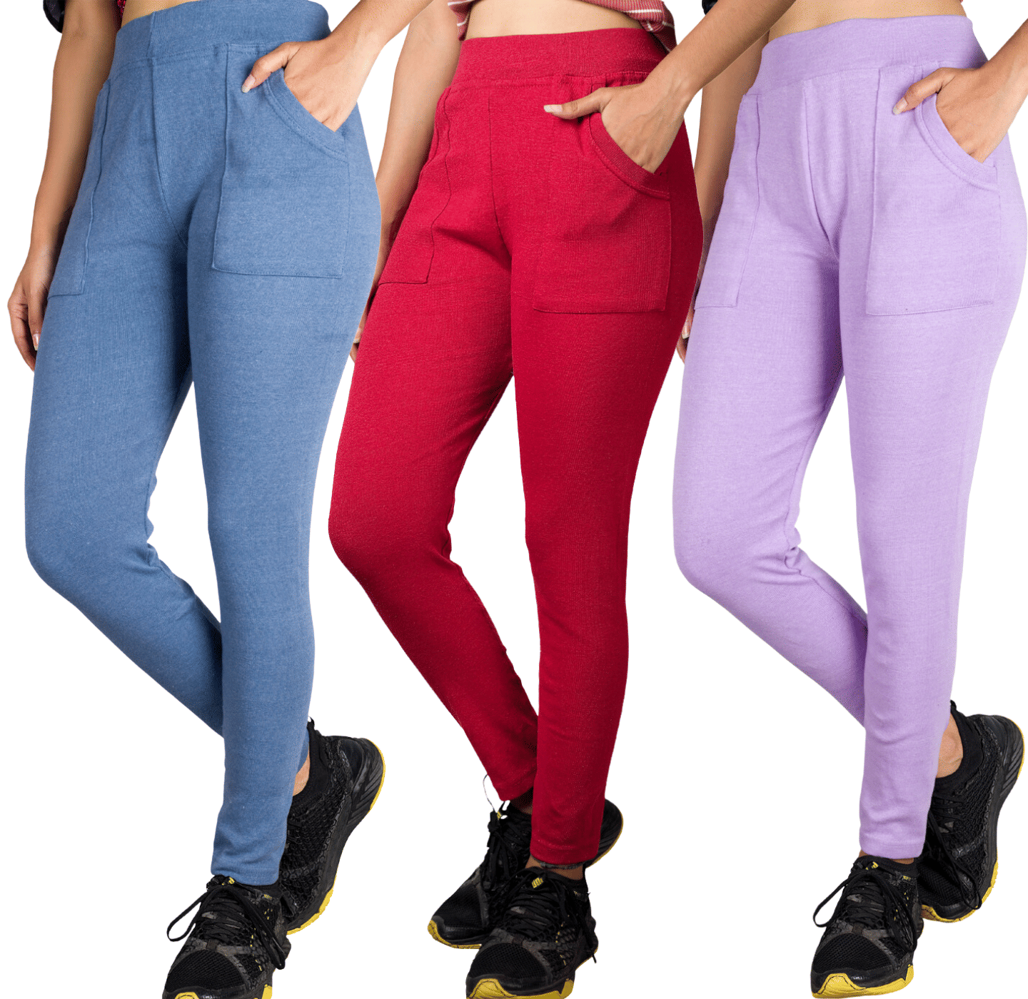     			KARARO JEGGINGS - Cotton Blend Skinny Fit Maroon Women's Jeggings ( Pack of 3 )