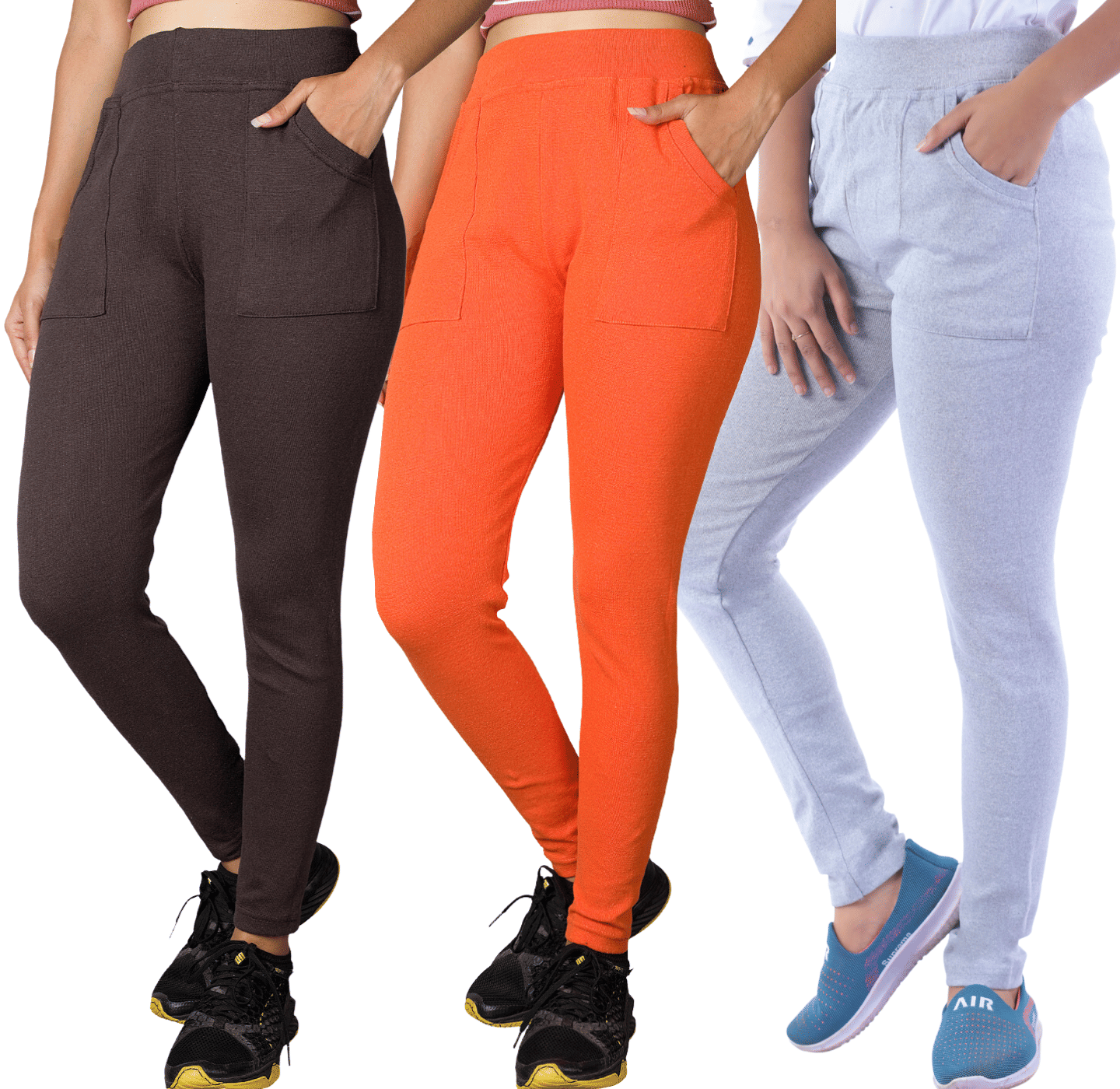     			KARARO JEGGINGS - Cotton Blend Slim Fit Orange Women's Jeggings ( Pack of 3 )