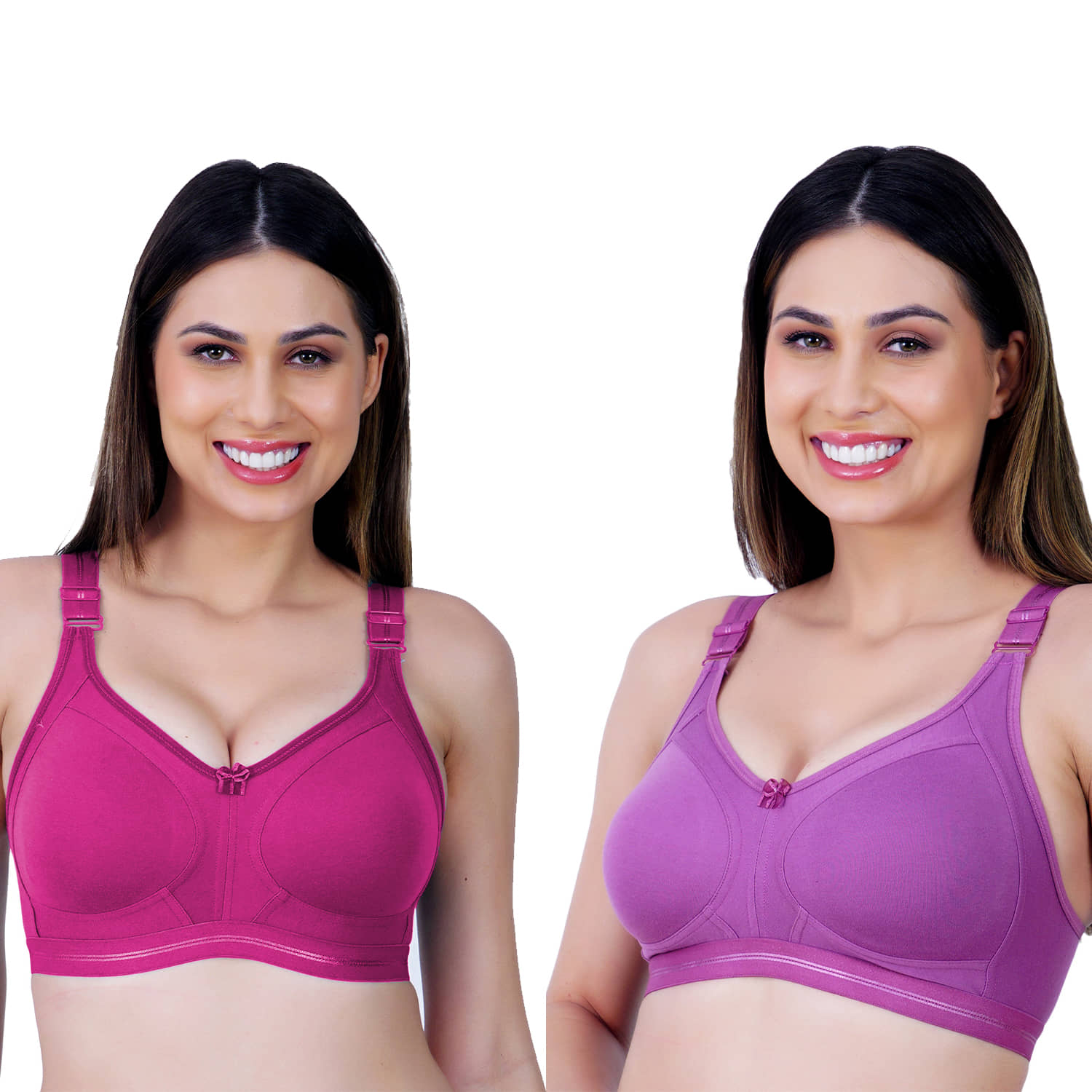 Ladyland Pack of 2 Cotton Blend Non Padded Everyday Bra For Women ( Multicolor )