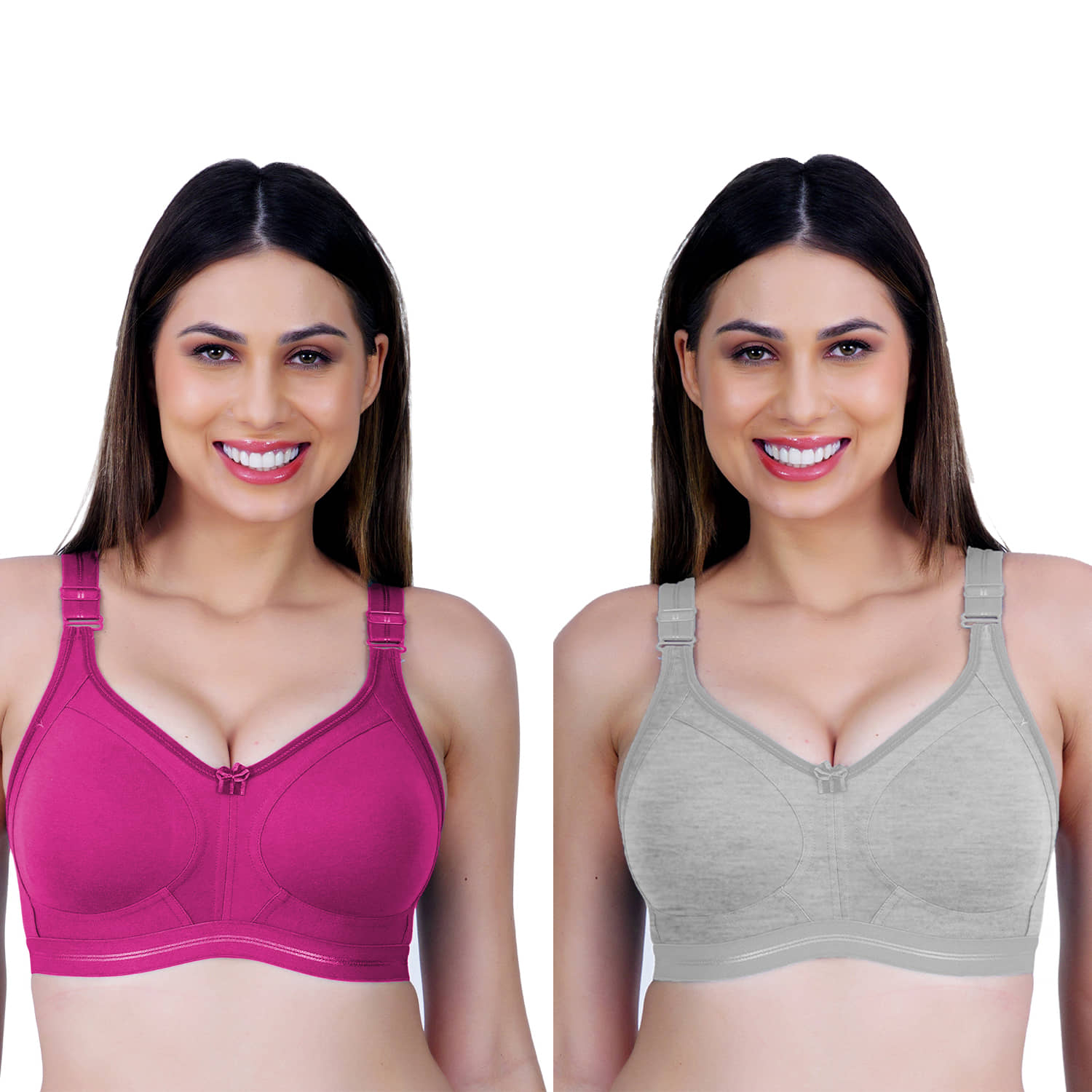 Ladyland Pack of 2 Cotton Blend Non Padded Everyday Bra For Women ( Multicolor )