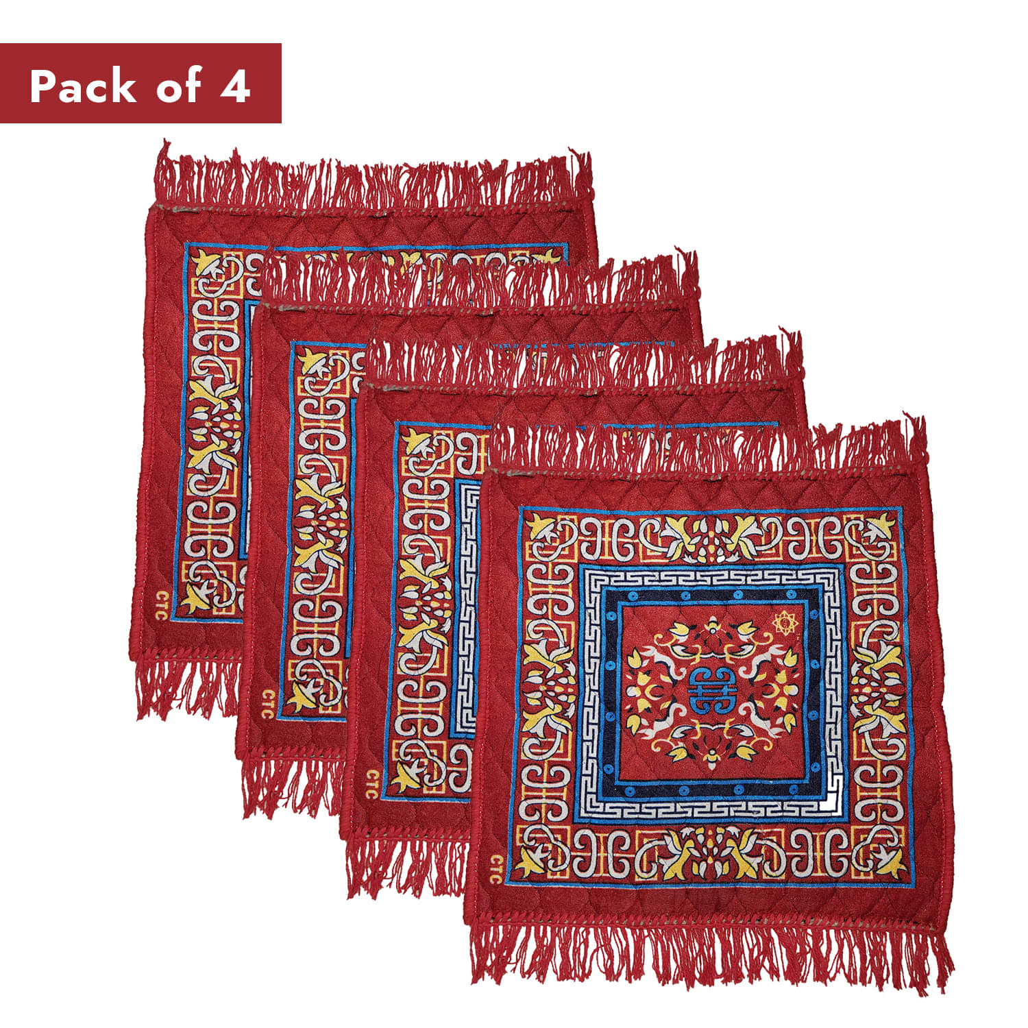 Luxurivo Home Red Set of 4 Regular Wool Prayer Mat ( 50 X 50 cm ) Luxurivo Home Red Set of 4 Regular Wool Prayer Mat ( 50 X 50 cm )