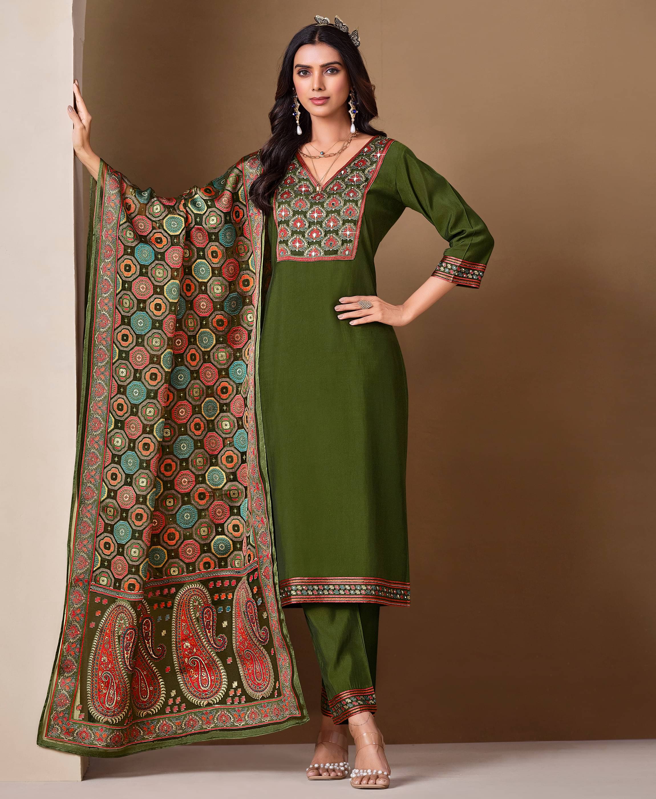 MOJILAA Viscose Printed Kurti With Pants Women's Stitched Salwar Suit - Green ( Pack of 1 ) MOJILAA Viscose Printed Kurti With Pants Women's Stitched Salwar Suit - Green ( Pack of 1 )