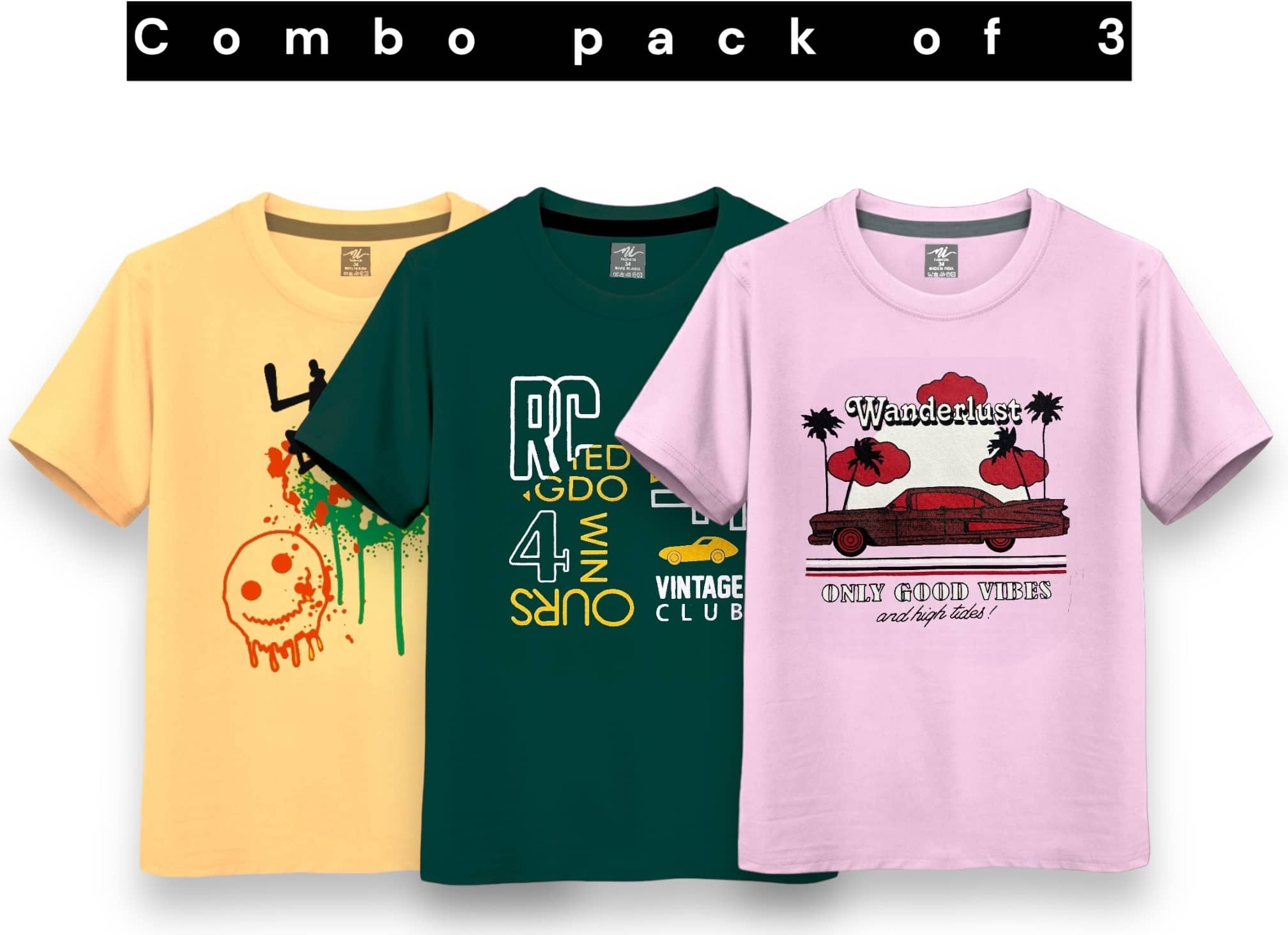 NI FASHION Pack of 3 Boys Cotton Blend Polo T-Shirt ( Multicolor 4 )