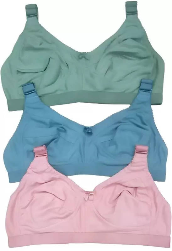 Narsingha Dreams Pack of 3 Cotton Blend Non Padded Everyday Bra For Women ( Blue ) Narsingha Dreams Pack of 3 Cotton Blend Non Padded Everyday Bra For Women ( Blue )