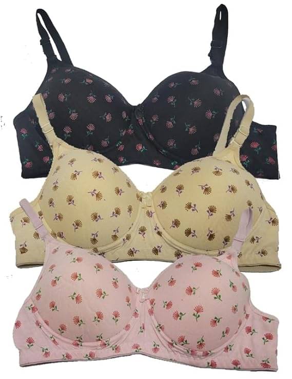 Narsingha Dreams Pack of 3 Cotton Blend Lightly Padded T-Shirt Bra For Women ( Black ) Narsingha Dreams Pack of 3 Cotton Blend Lightly Padded T-Shirt Bra For Women ( Black )