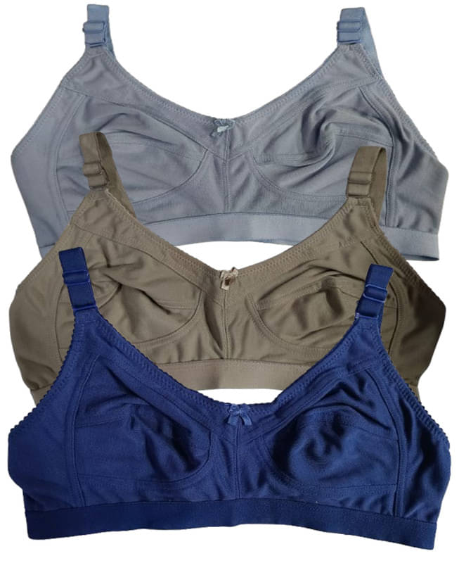     			Narsingha Dreams Pack of 3 Cotton Blend Non Padded Everyday Bra For Women ( Khaki )