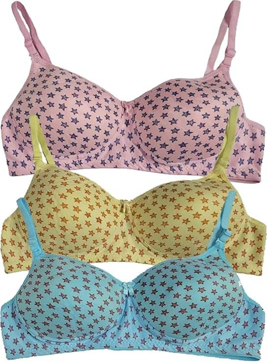 Narsingha Dreams Pack of 3 Cotton Blend Lightly Padded T-Shirt Bra For Women ( Yellow ) Narsingha Dreams Pack of 3 Cotton Blend Lightly Padded T-Shirt Bra For Women ( Yellow )