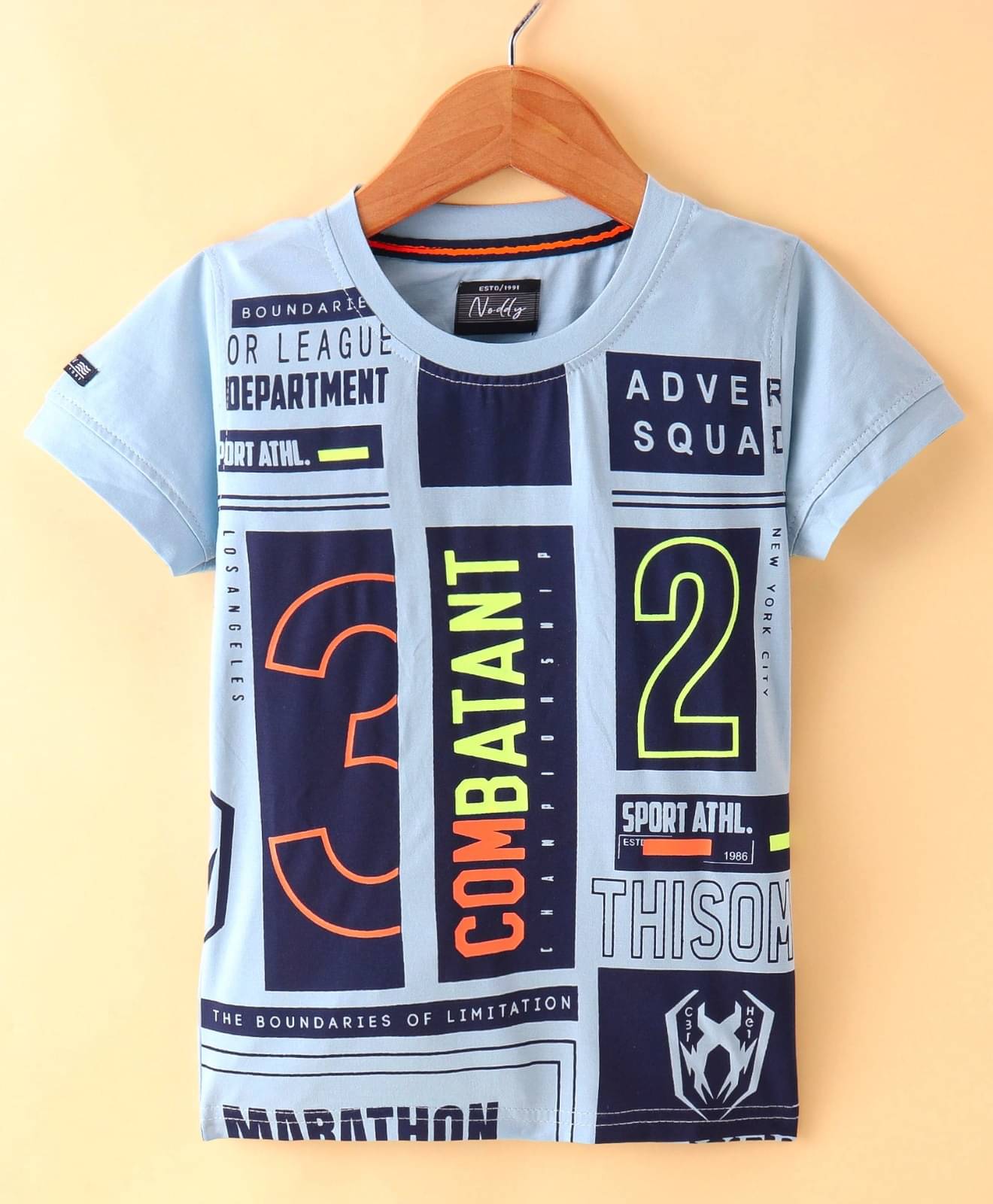     			Noddy Pack of 1 Boys Cotton Blend T-Shirt ( Light Blue )