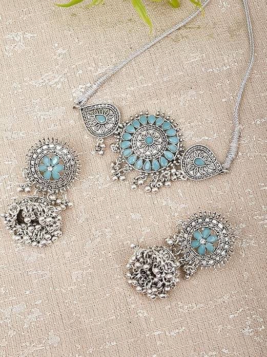     			Opus Gems Blue Alloy Necklace Set ( Pack of 1 )