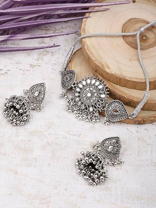     			Opus Gems Silver Alloy Necklace Set ( Pack of 1 )