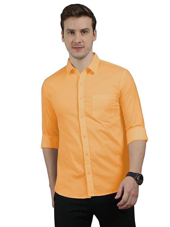 Reoutlook Cotton Blend Regular Fit Solids Full Sleeves Men's Casual Shirt - Yellow ( Pack of 1 )     			Reoutlook Cotton Blend Regular Fit Solids Full Sleeves Men's Casual Shirt - Yellow ( Pack of 1 )