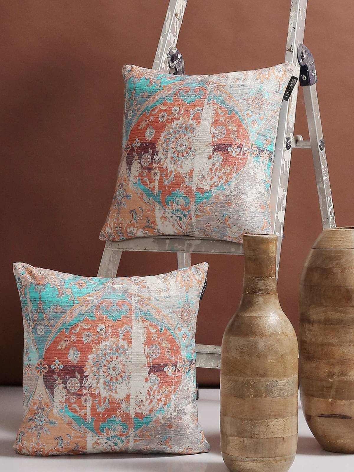 Romee Set of 2 Polyester Ethnic Square Cushion Cover (40X40)cm - Multi Romee Set of 2 Polyester Ethnic Square Cushion Cover (40X40)cm - Multi