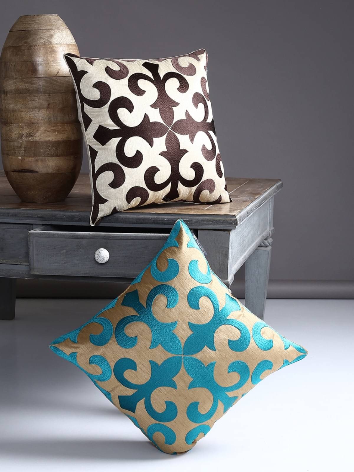     			Romee Set of 2 Polyester Ethnic Square Cushion Cover (40X40)cm - Multi