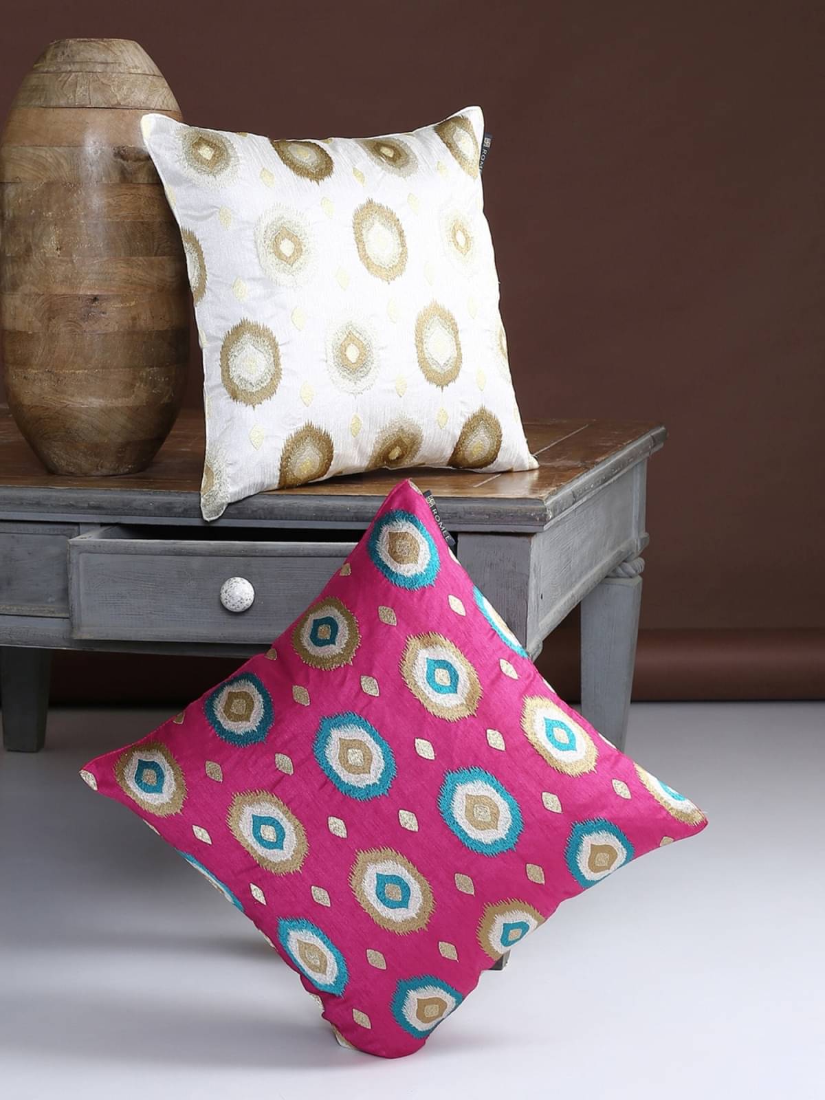     			Romee Set of 2 Polyester Ethnic Square Cushion Cover (40X40)cm - Multi