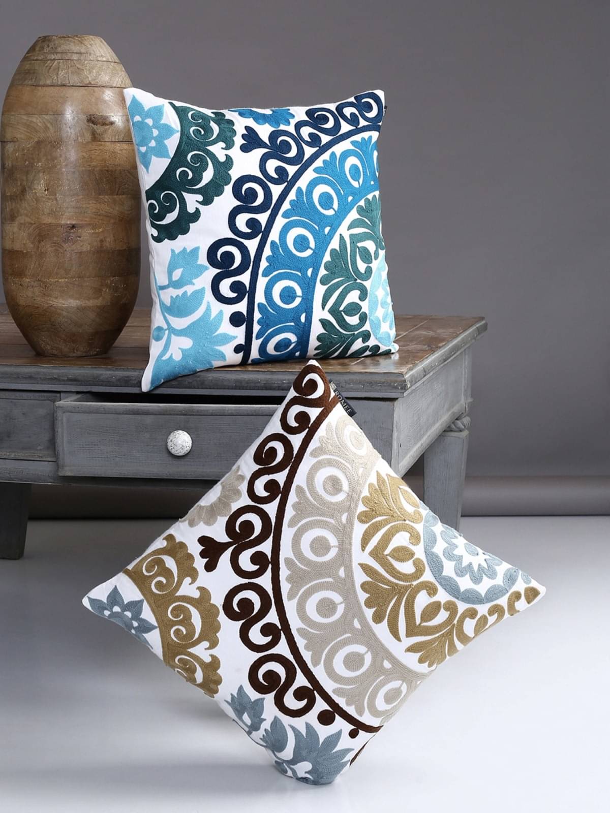    			Romee Set of 2 Polyester Ethnic Square Cushion Cover (40X40)cm - Multi
