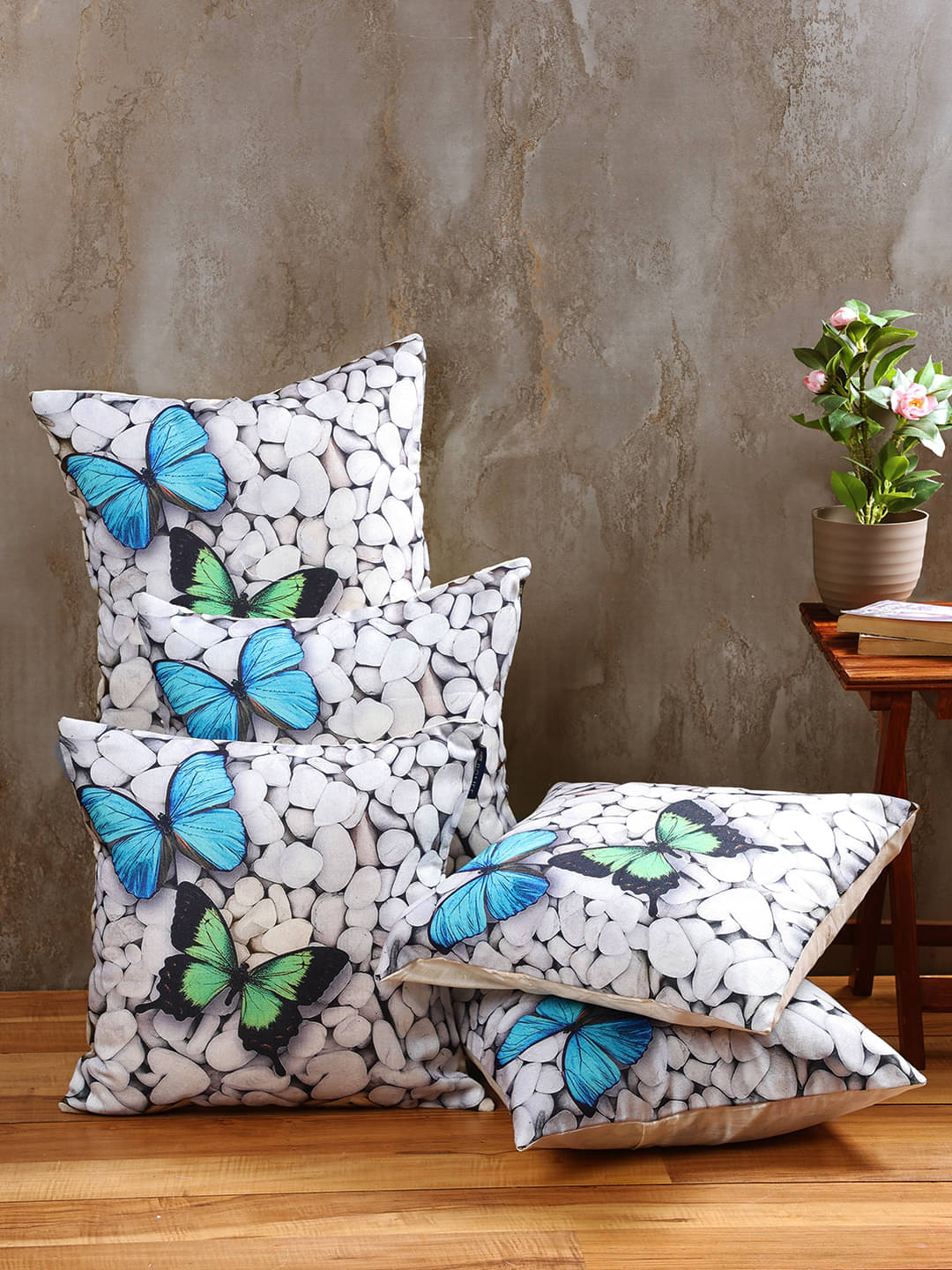     			Romee Set of 5 Jute Nature Square Cushion Cover (40X40)cm - Multi
