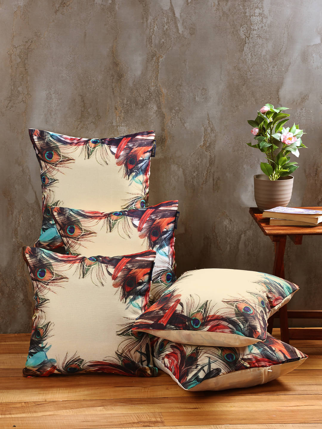     			Romee Set of 5 Jute Animal Square Cushion Cover (40X40)cm - Multi