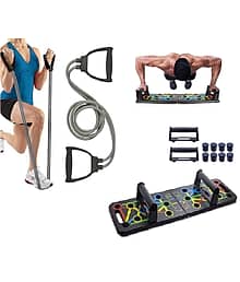 Shopeleven Home Gym resistance tube for exercise and Toning for Men and Women- Resistance band With 14 in 1 Home Workout Pushup Board, Pushup Bar SystemShopeleven