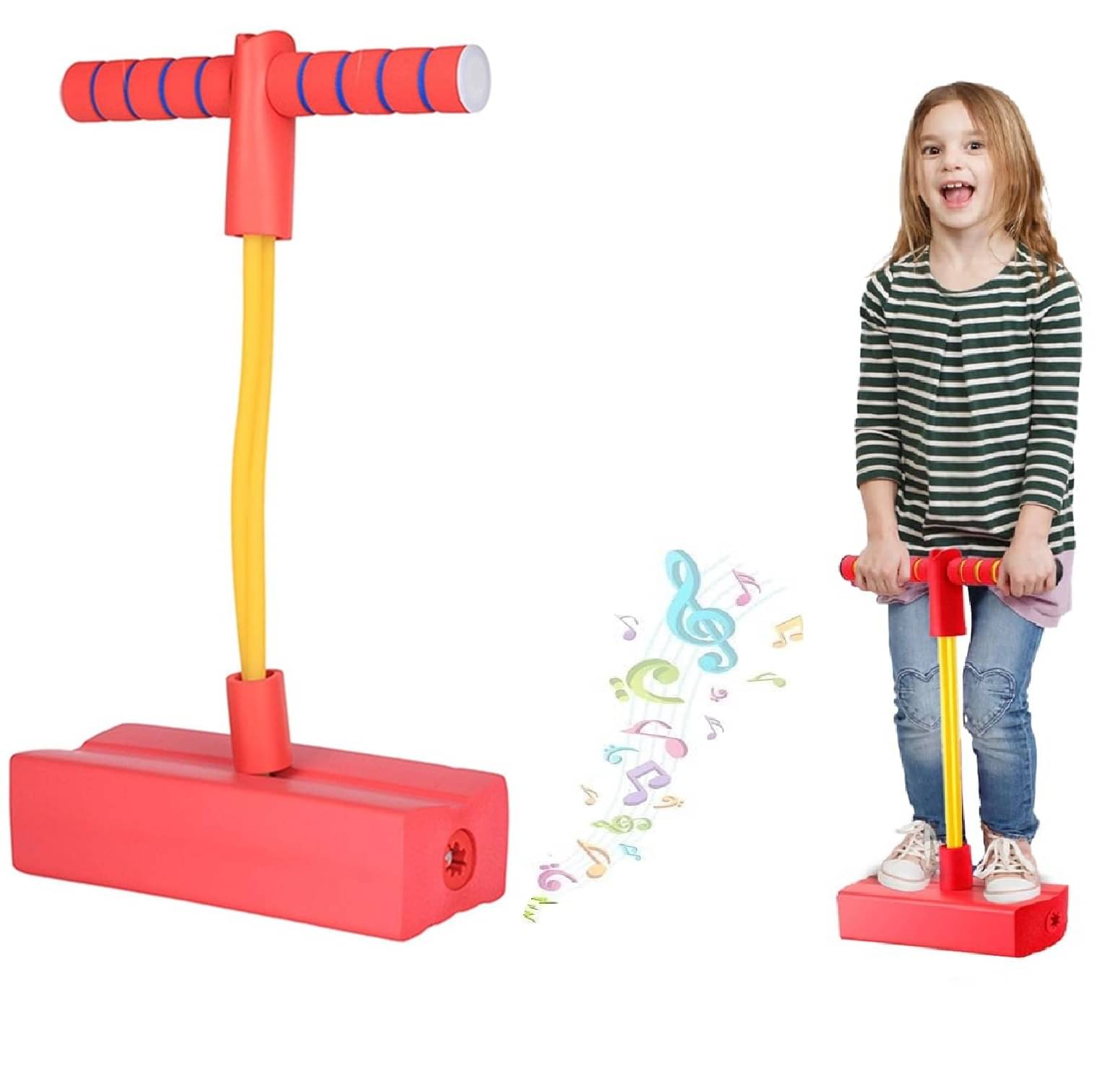 Shopeleven Kids Crazy Pogo Jumper, Fun and Safe Pogo Stick for Toddlers, Durable Foam Jumping Stick with Squeaky Sounds,Improves Balance,Bouncing Toy for Ages 10 & up     			Shopeleven Kids Crazy Pogo Jumper, Fun and Safe Pogo Stick for Toddlers, Durable Foam Jumping Stick with Squeaky Sounds,Improves Balance,Bouncing Toy for Ages 10 & up