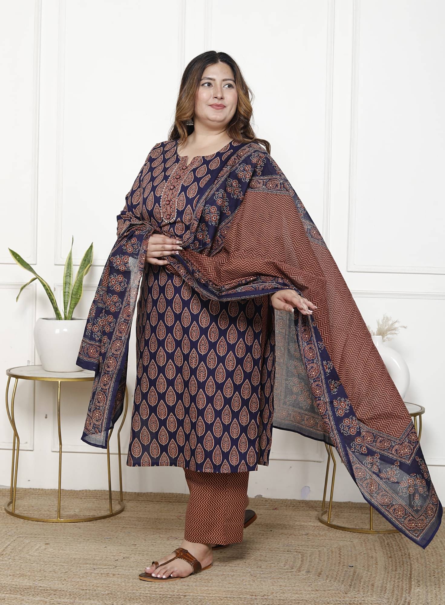     			Swasti Cotton Printed Kurti With Palazzo Women's Stitched Salwar Suit - Blue ( Pack of 1 )