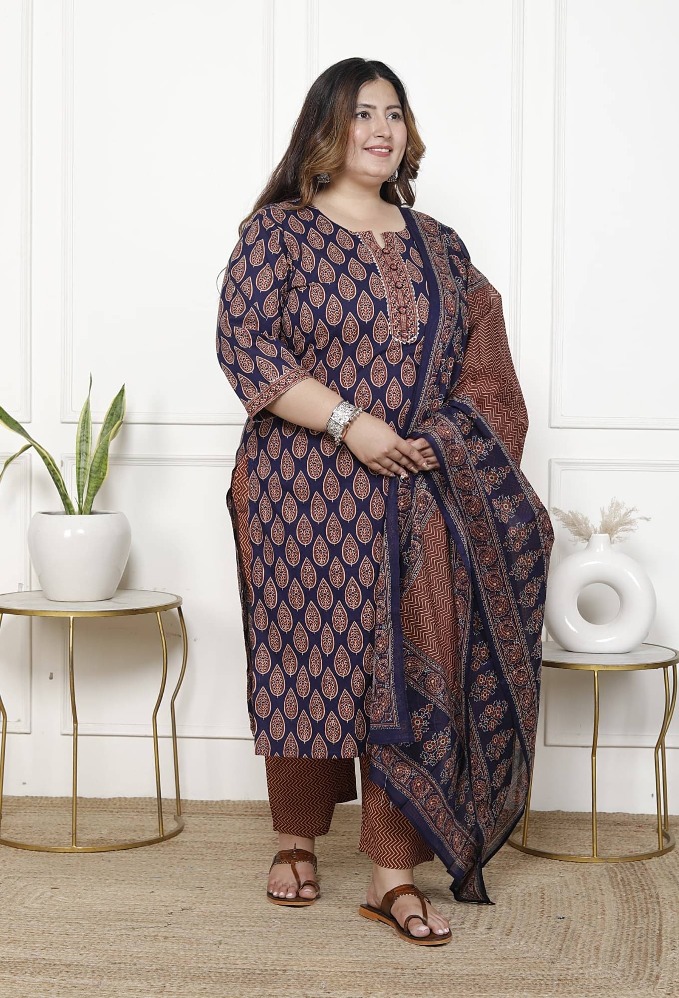     			Swasti Cotton Printed Kurti With Palazzo Women's Stitched Salwar Suit - Blue ( Pack of 1 )