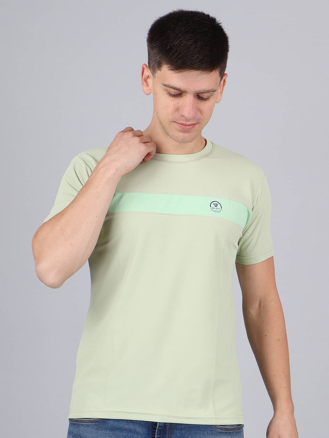 WILD ELEPHANT Polyester Regular Fit Striped Half Sleeves Men's Round T-Shirt - Multicolor2 ( Pack of 1 ) WILD ELEPHANT Polyester Regular Fit Striped Half Sleeves Men's Round T-Shirt - Multicolor2 ( Pack of 1 )