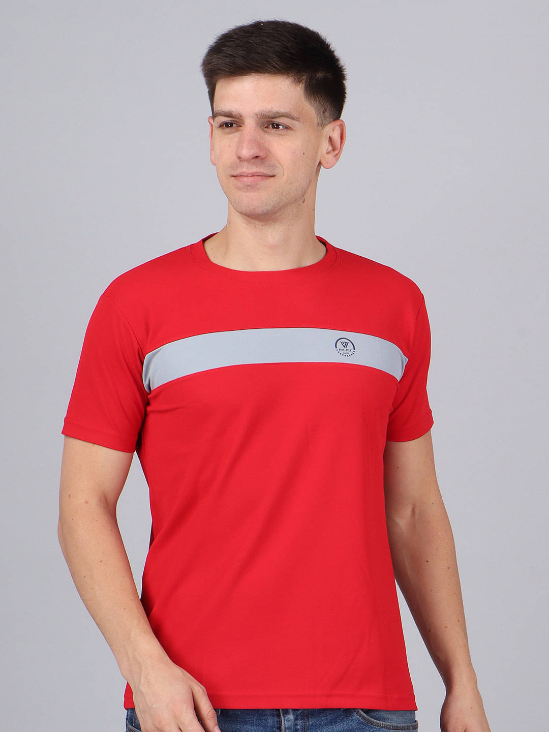     			WILD ELEPHANT Polyester Regular Fit Striped Half Sleeves Men's Round T-Shirt - Red ( Pack of 1 )