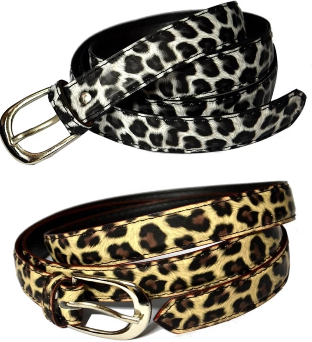     			WILDAUK PU Women's Skinny Belt ( Pack of 2 )