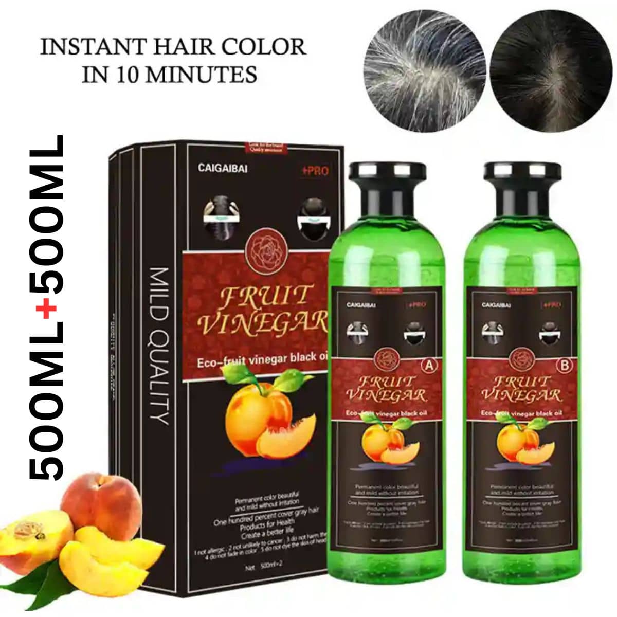 WRIXTY Fruit Vinegar Hair Dye Gel Black 500ml Instant Smooth Shiny Hair Natural Finish Long Lasting