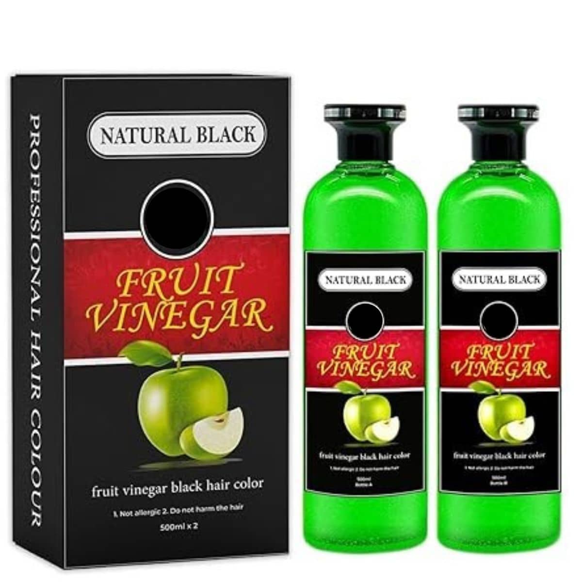 WRIXTY Fruit Vinegar Hair Dye Gel Black 500ml Instant Smooth Silky Hair Easy Use Natural Shine Finish
