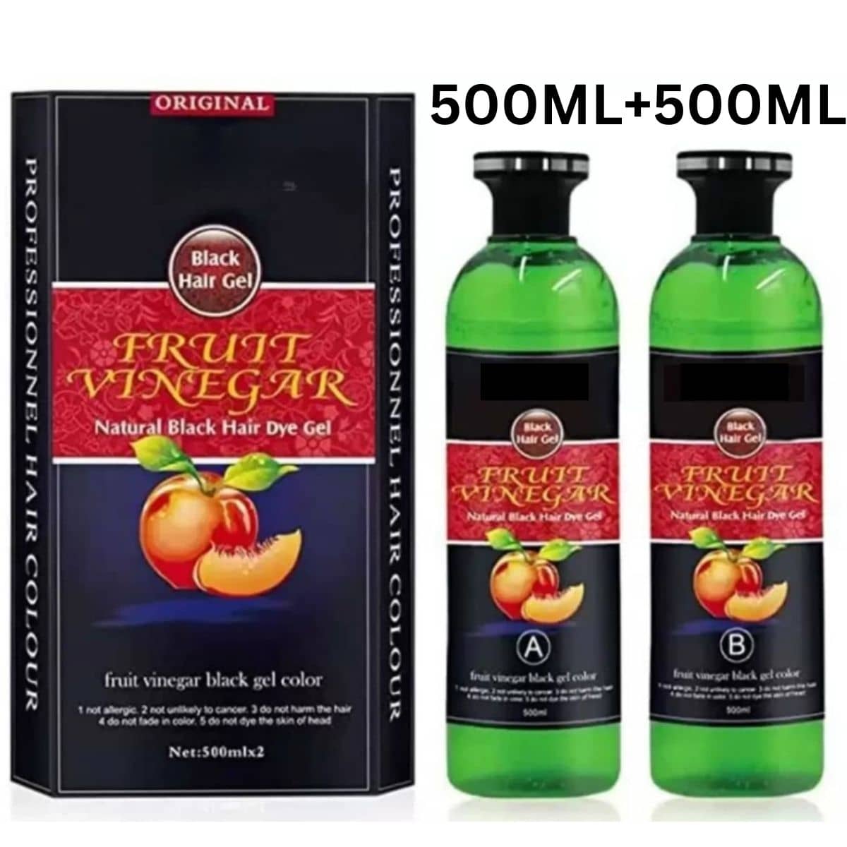 WRIXTY Fruit Vinegar Hair Dye Gel Black 500ml Instant Smooth Soft Hair Natural Shine Easy Apply