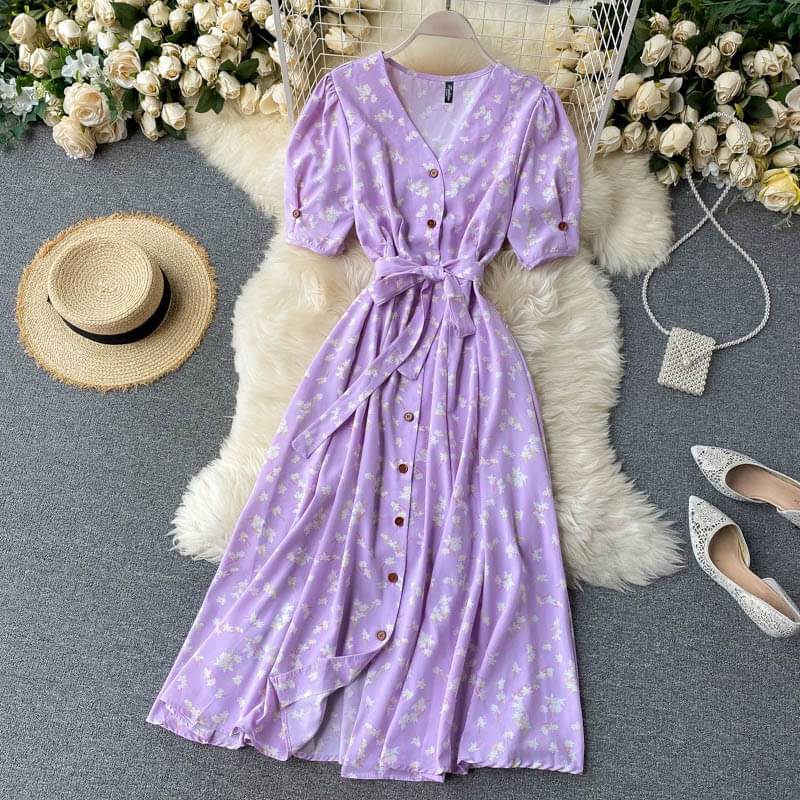     			gufrina Women Polyester Printed Fit & Flare Dress ( Lavender )