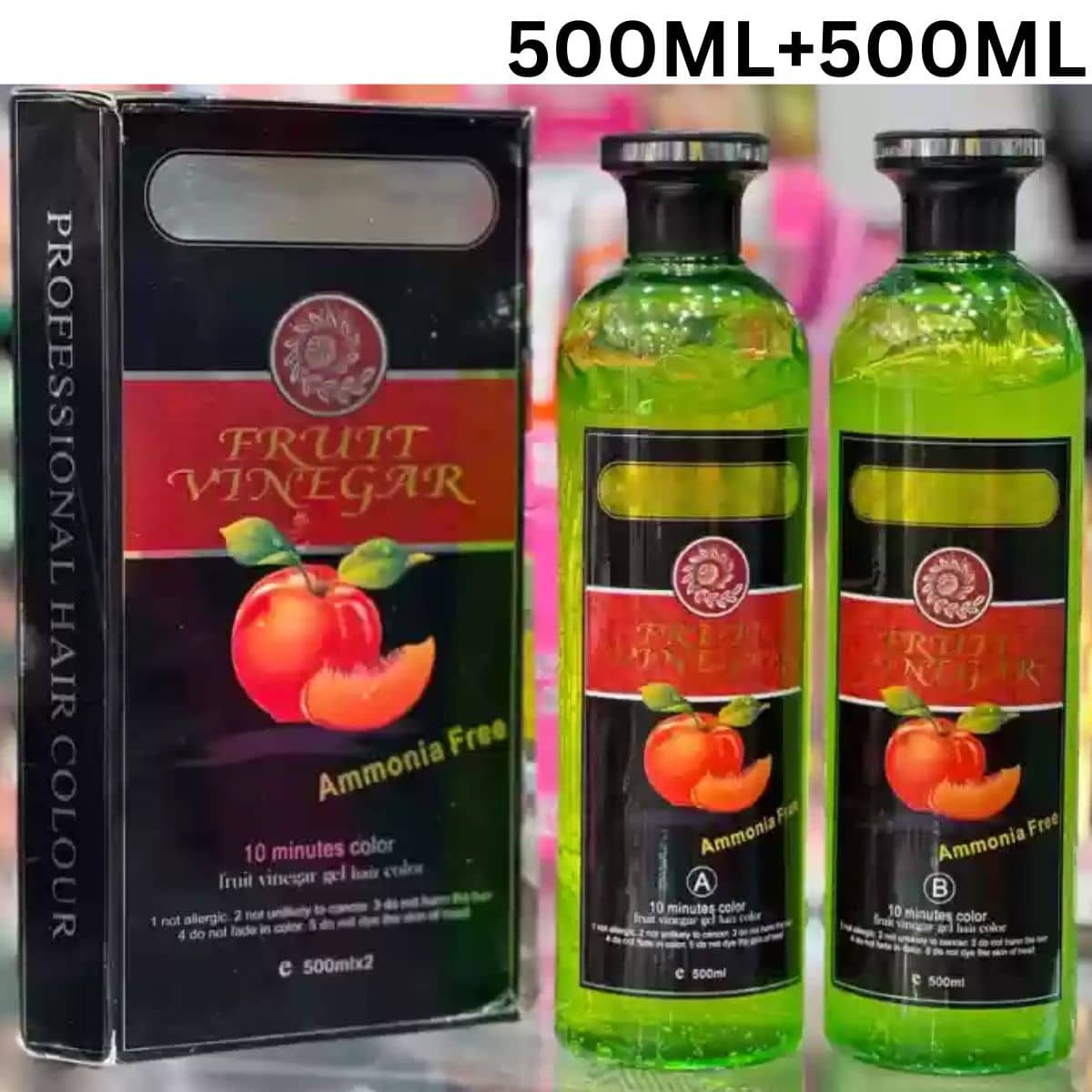 Mabilia Fruit Vinegar Black Hair Colour Gel 500ml Instant Smooth Silky Hair Quick Result Long Lasting