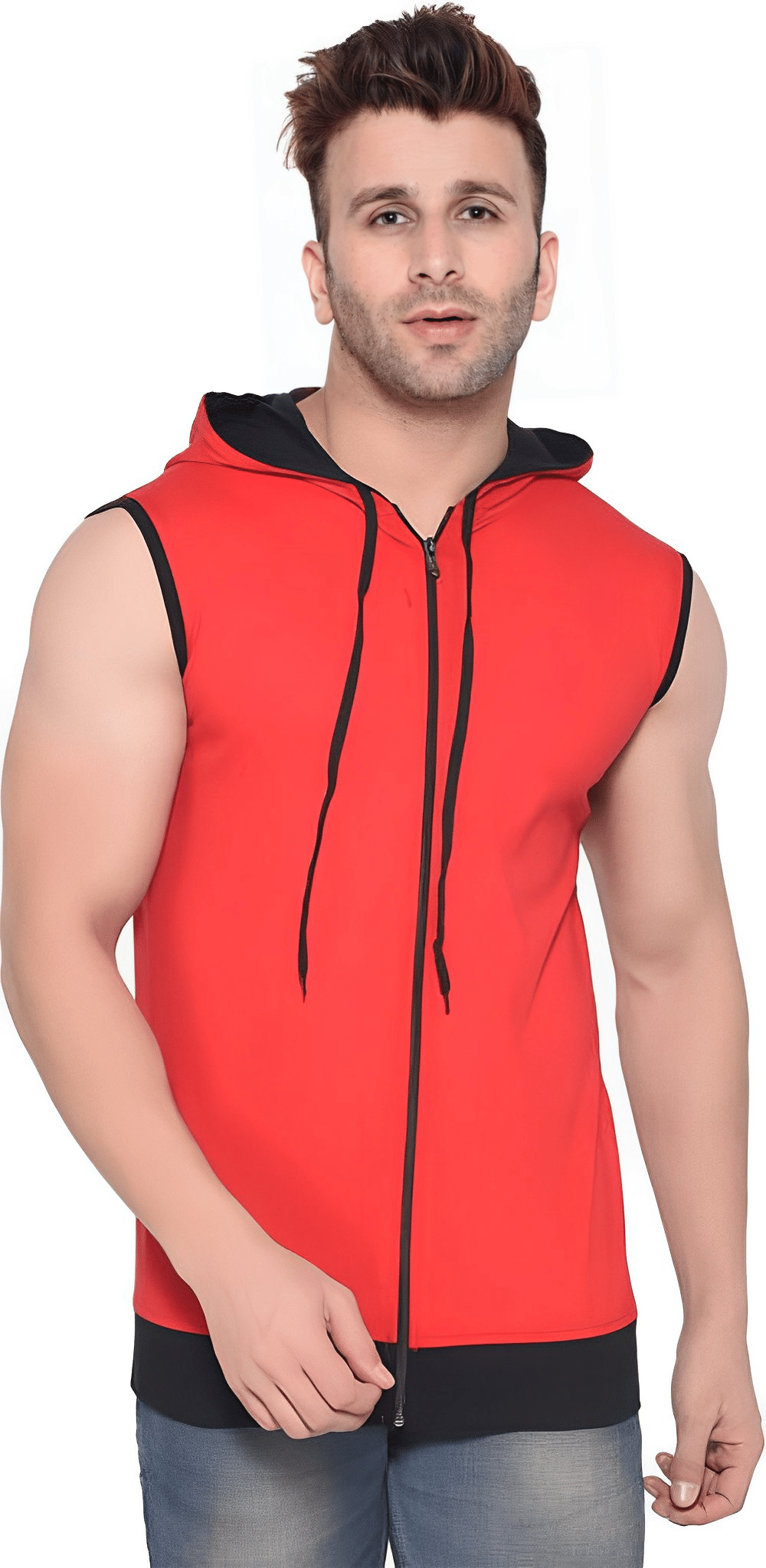 risemax Cotton Blend Regular Fit Solid Sleeveless Men's Hooded T-Shirt - Red ( Pack of 1 ) risemax Cotton Blend Regular Fit Solid Sleeveless Men's Hooded T-Shirt - Red ( Pack of 1 )