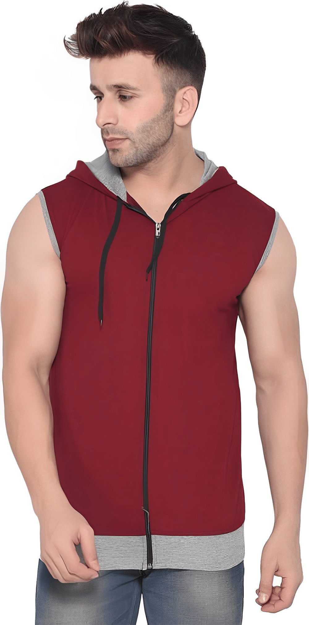 risemax Cotton Blend Regular Fit Colorblock Sleeveless Men's Hooded T-Shirt - Maroon ( Pack of 1 ) risemax Cotton Blend Regular Fit Colorblock Sleeveless Men's Hooded T-Shirt - Maroon ( Pack of 1 )
