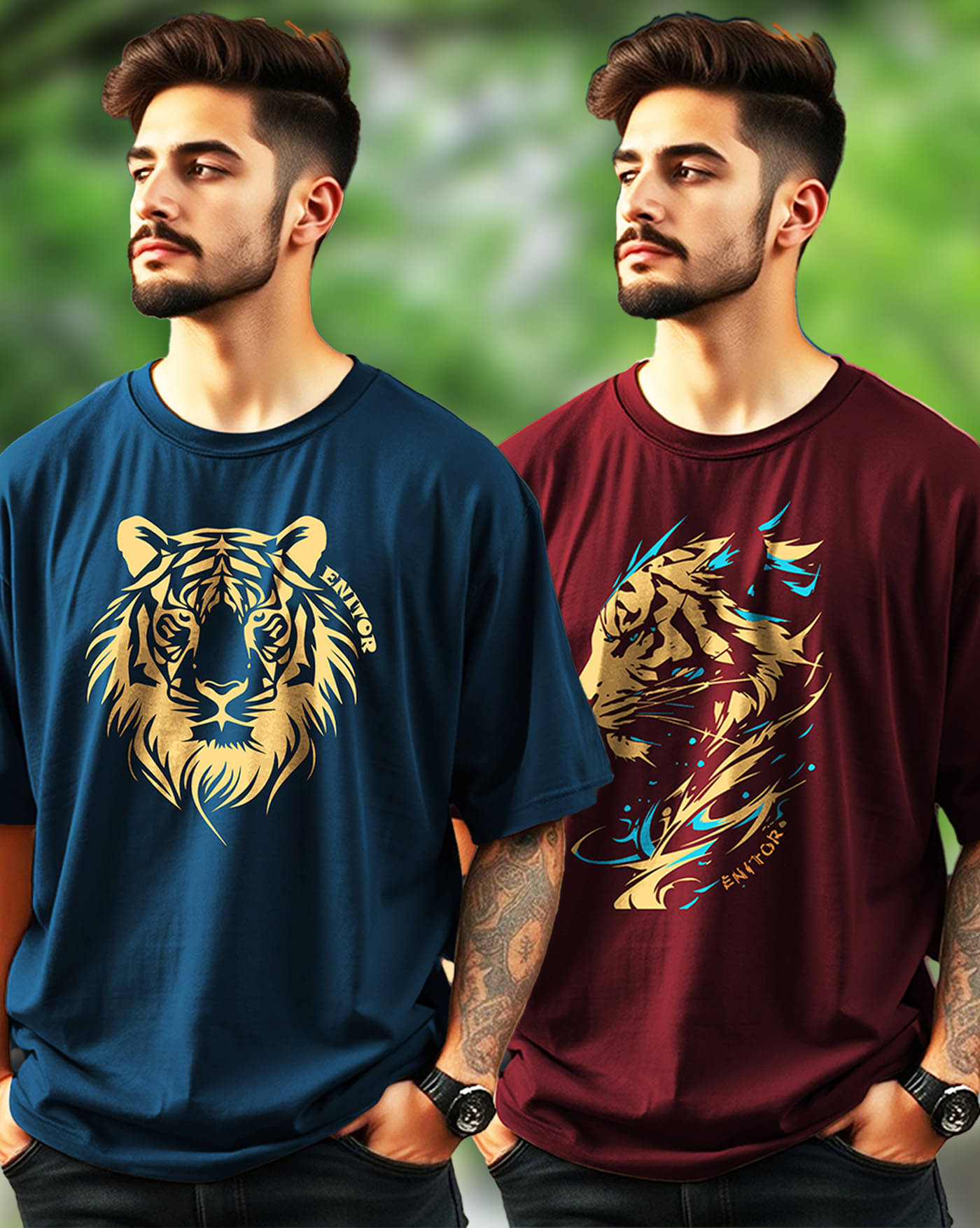 AUSK Cotton Blend Oversized Fit Printed Half Sleeves Men's Round T-Shirt - Teal ( Pack of 2 ) AUSK Cotton Blend Oversized Fit Printed Half Sleeves Men's Round T-Shirt - Teal ( Pack of 2 )